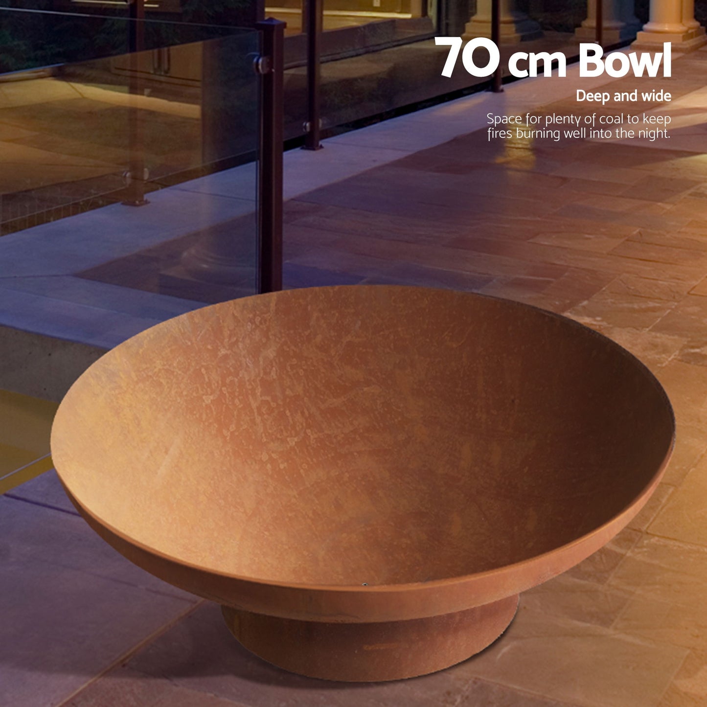 Fire pit vintage with fitted edges and product hardware