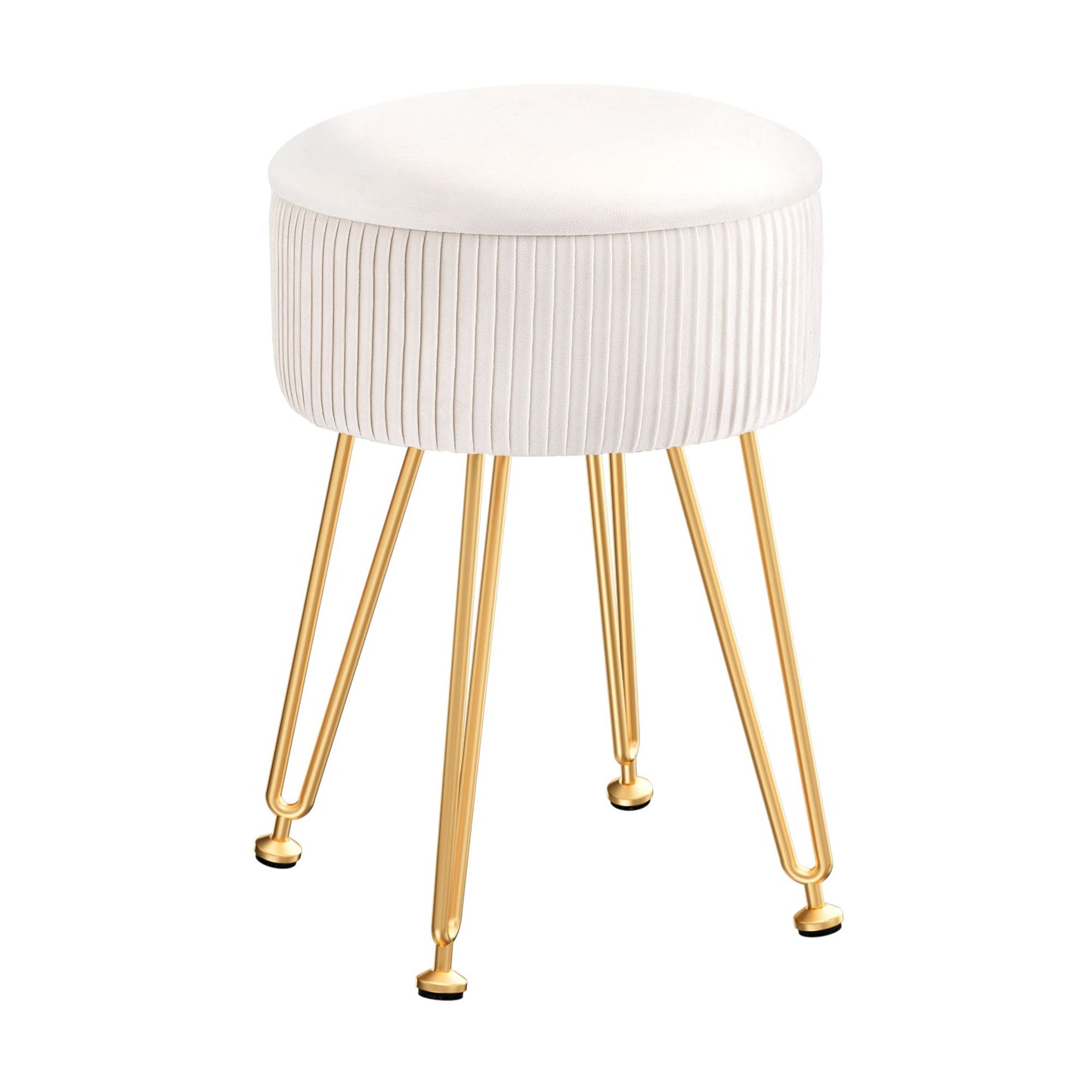 Artiss Ottoman Storage Foot Stool Vanity Velvet Round White