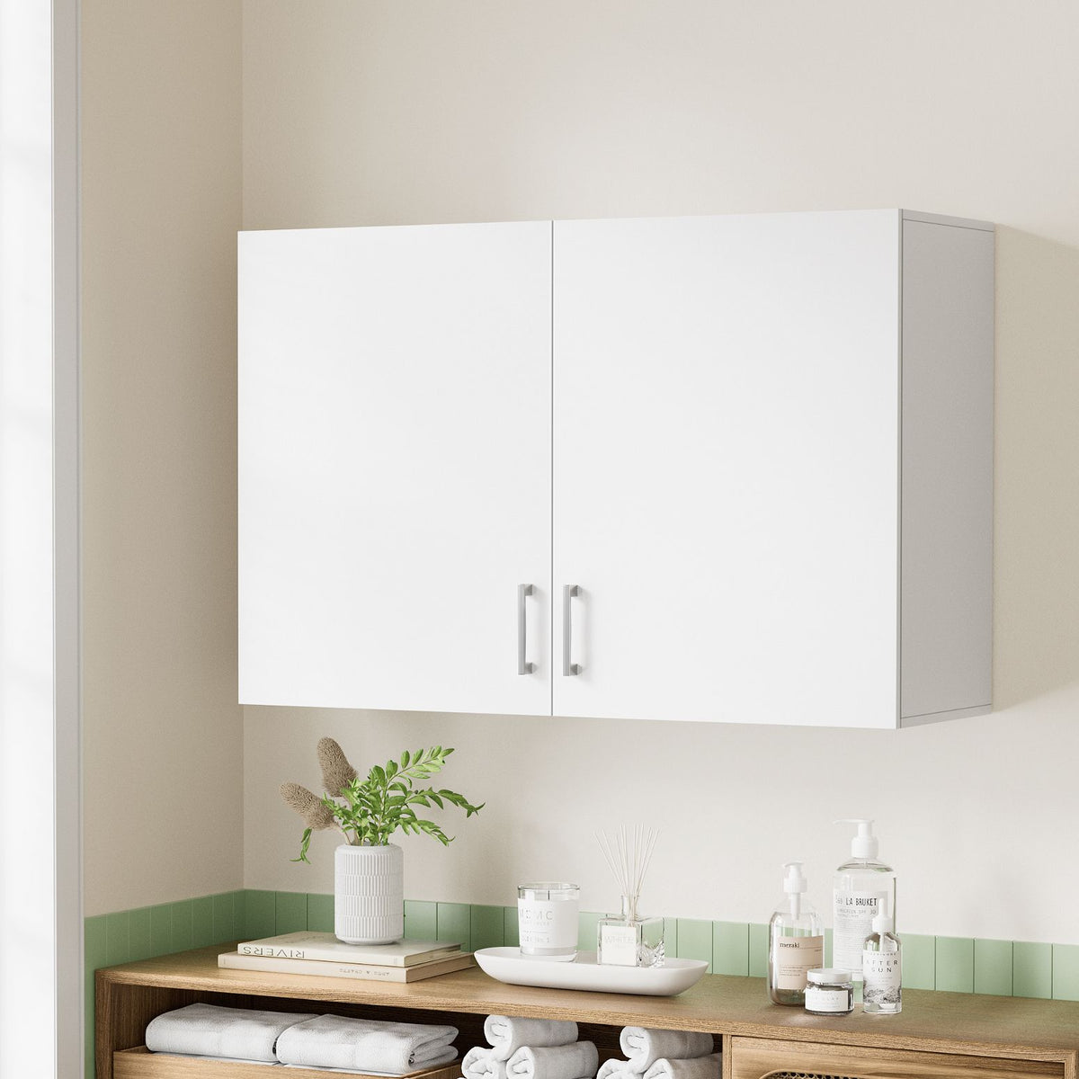 Wall Cabinet Storage for Bathroom Kitchen Bedroom Cupboard - White