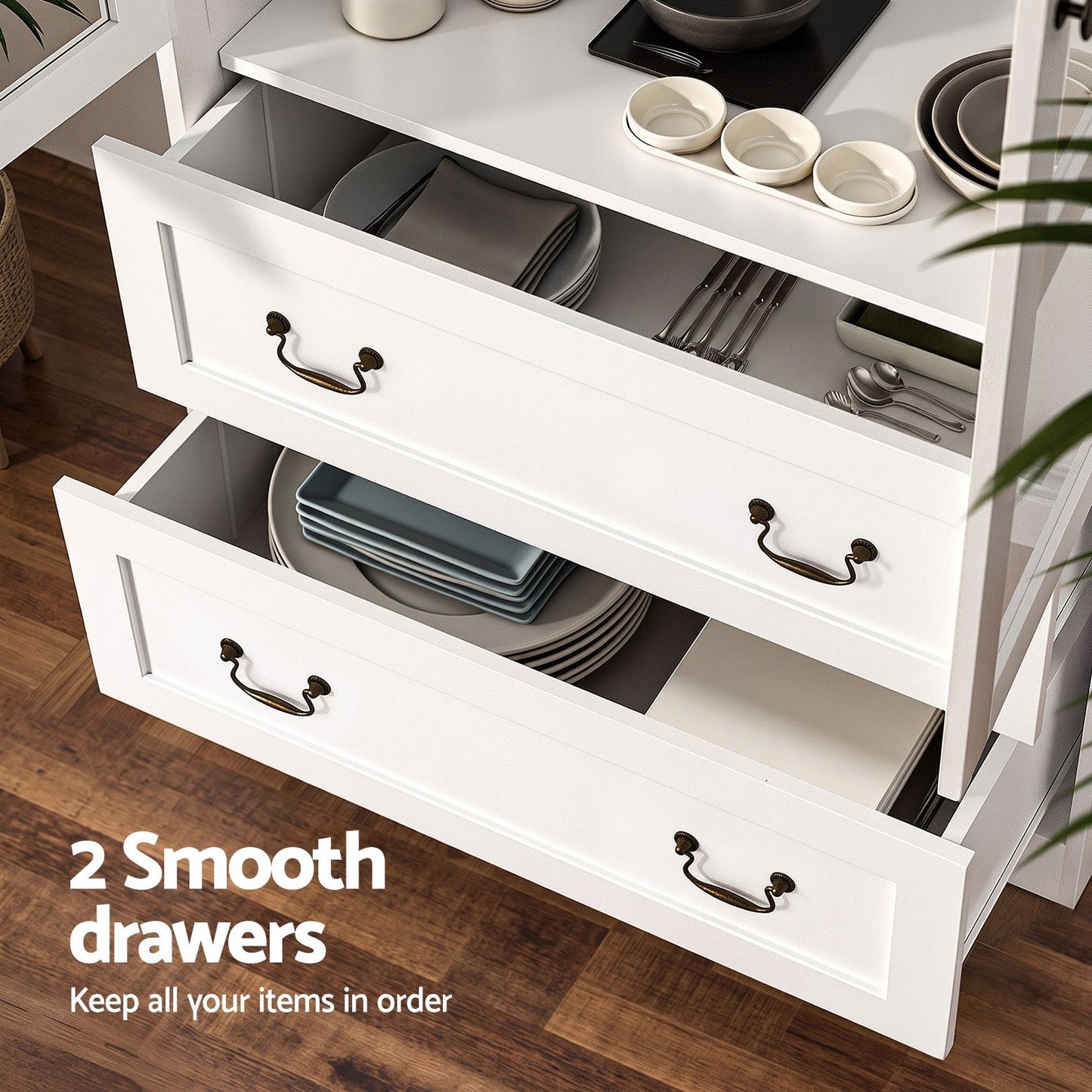 Artiss Buffet Sideboard 180cm Hutch Storage Cabinet Kitchen Drawer Door White