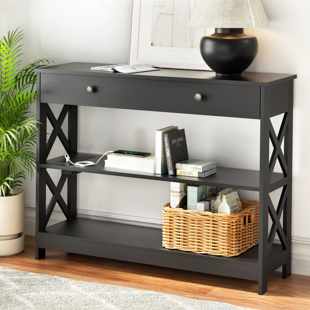 Console Table 3-Tier with USB Outlets