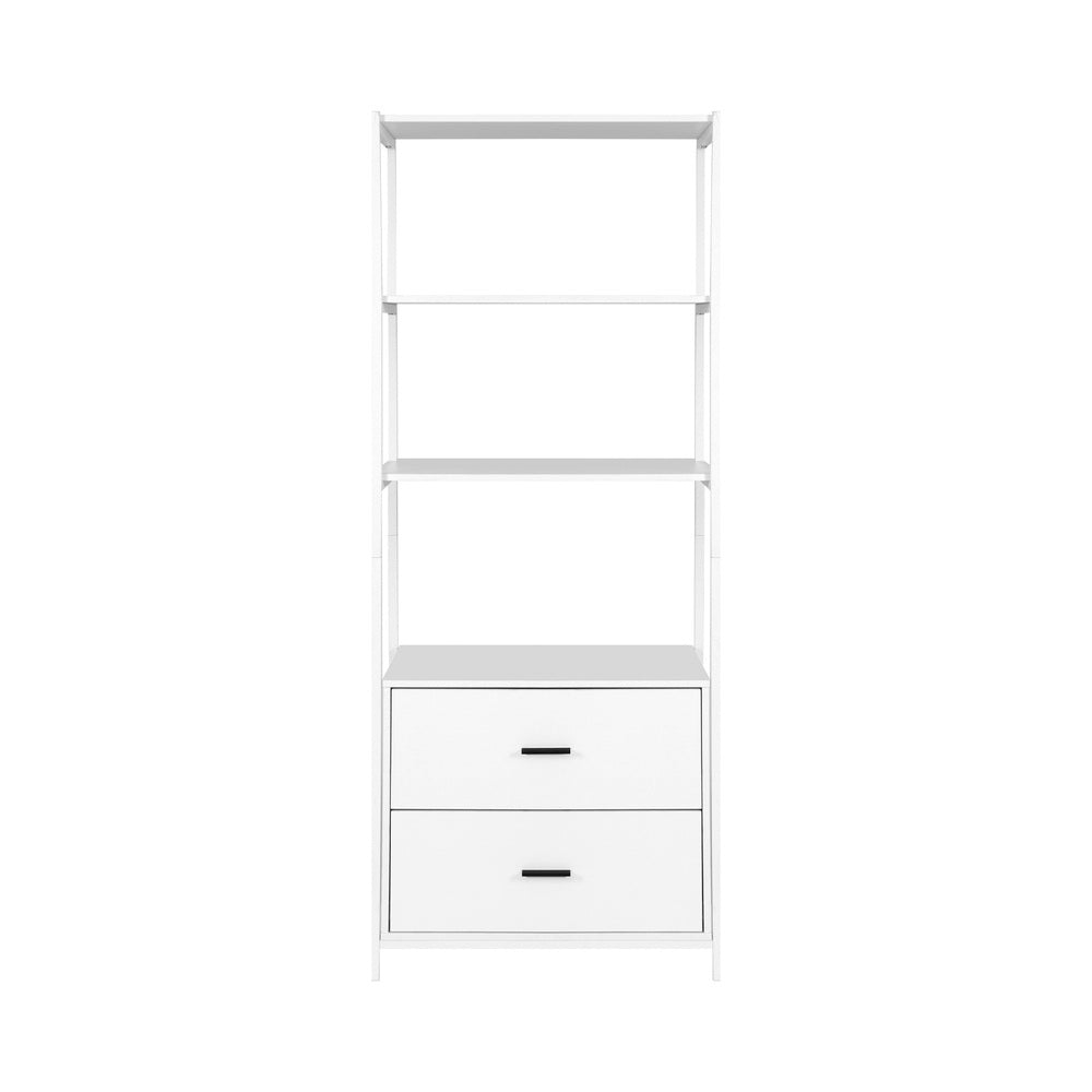 Bookshelf Display Shelf with 2 Drawers - 152CM White