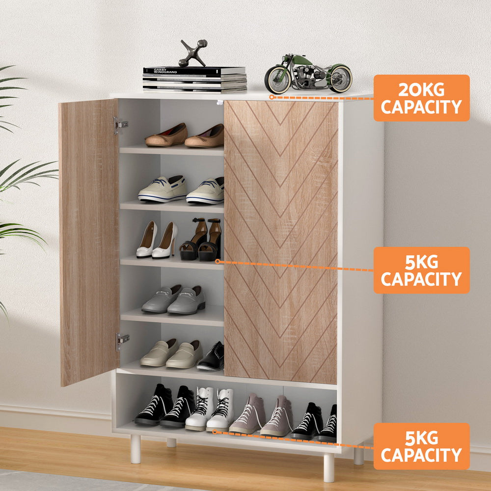 Shoe Rack Cabinet 24 Pairs 6-Tier - White