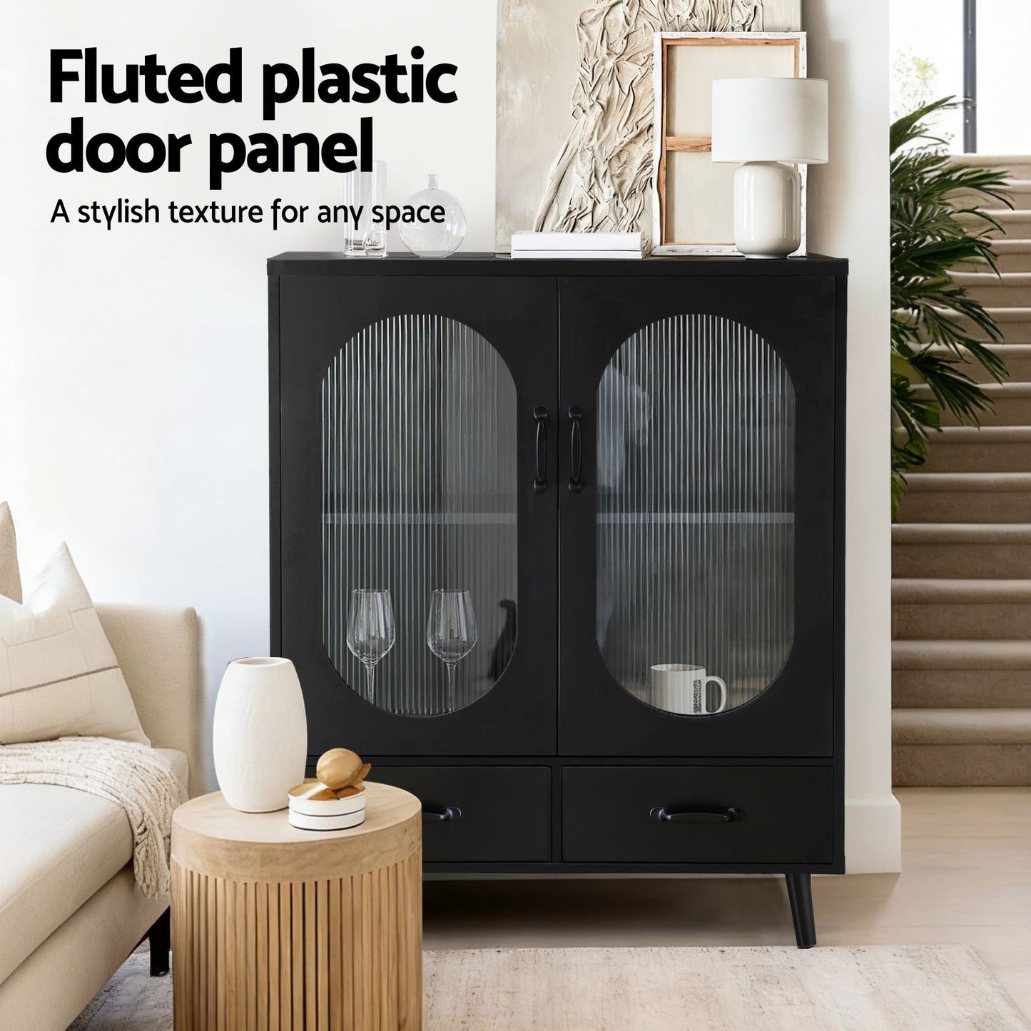 Buffet Sideboard Double Doors - Black