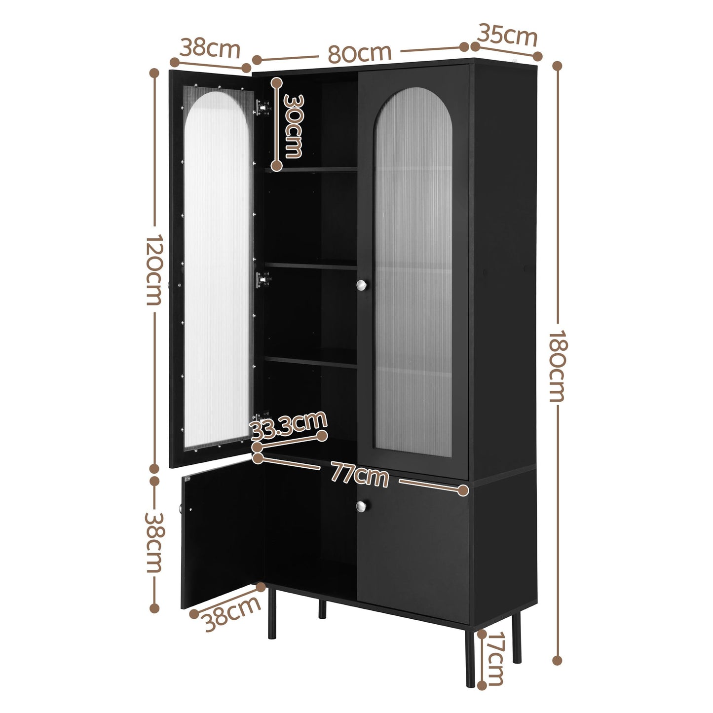 Buffet Sideboard Cupboard Cabinet - Black