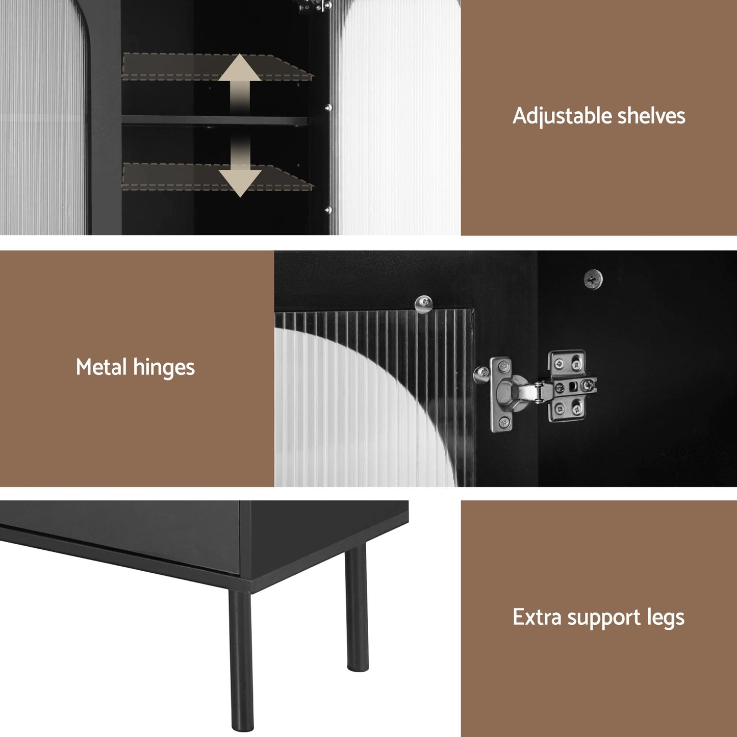 Buffet Sideboard Cupboard Cabinet - Black