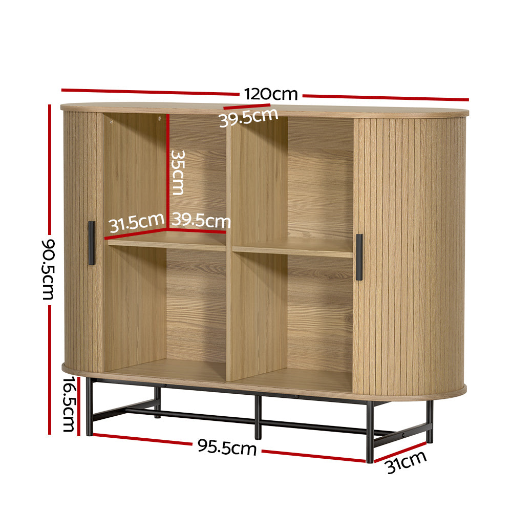 Buffet Sideboard Cupboard Cabinet Sliding Doors Pantry Storage Oak PIIA