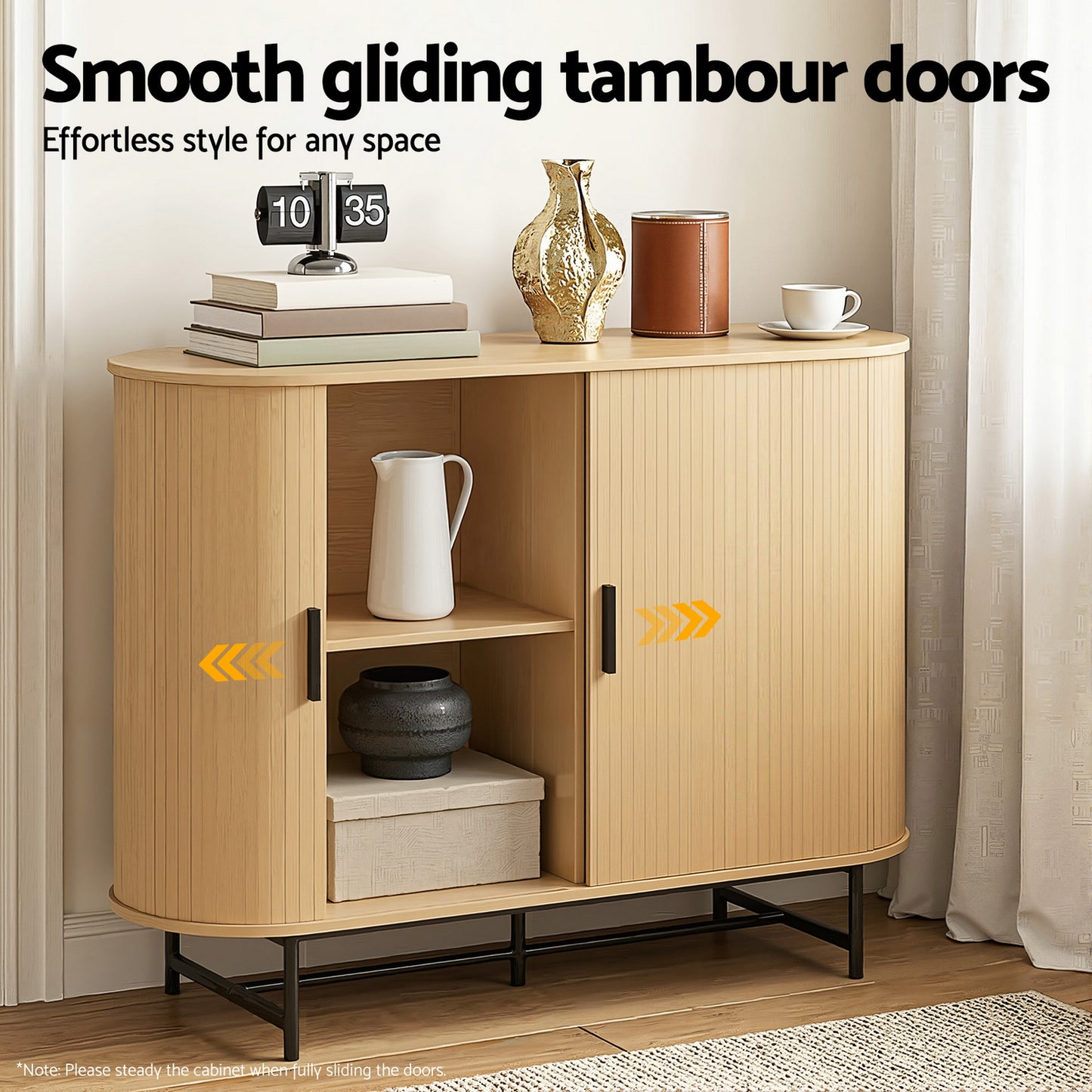 Buffet Sideboard Cupboard Cabinet Sliding Doors Pantry Storage - Oak PIIA