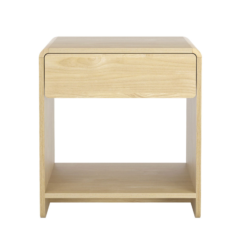 Bedside Table with Drawer & Open Shelf - Pine