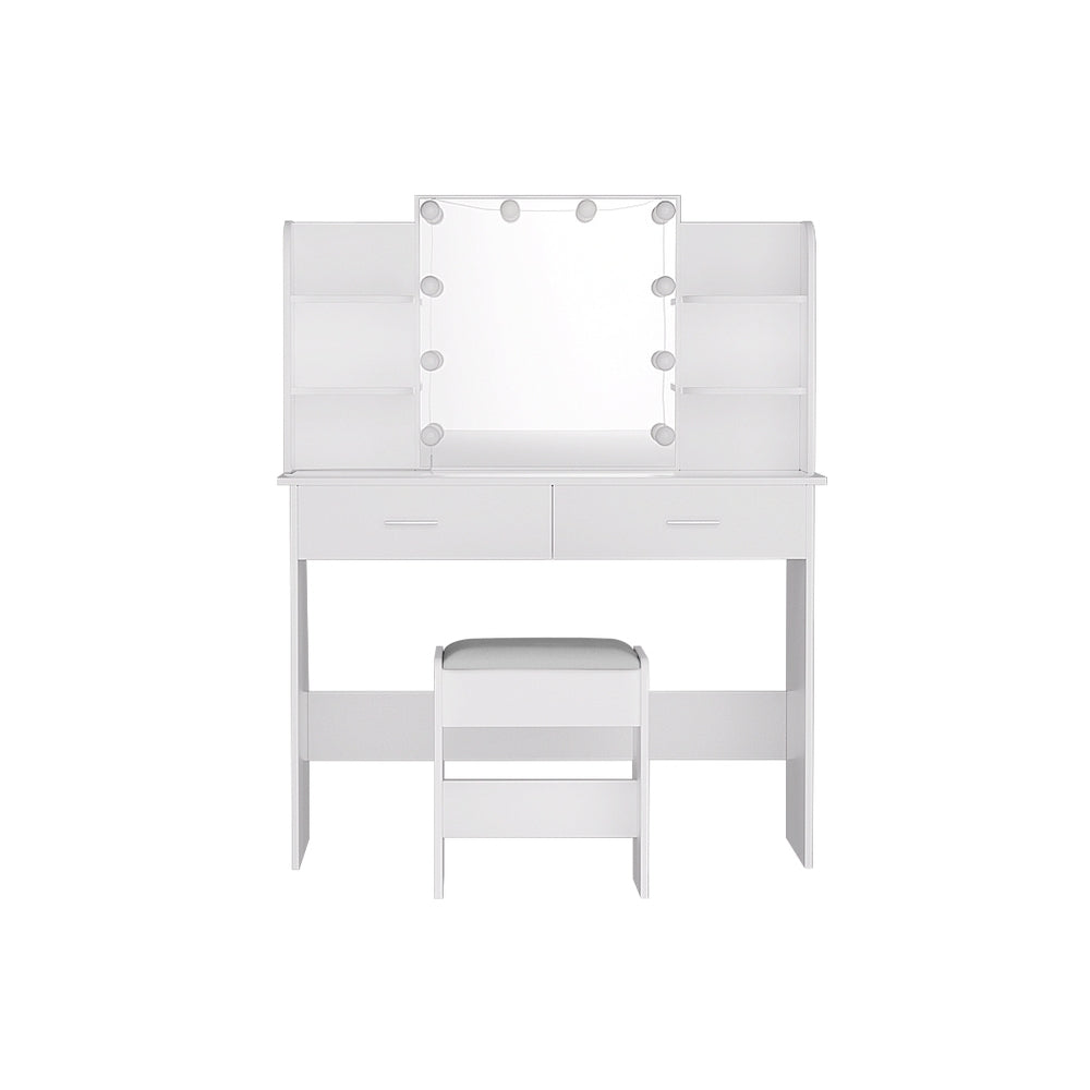 Dressing Table Set with Stool and 10 LED Bulbs - White Dulcea