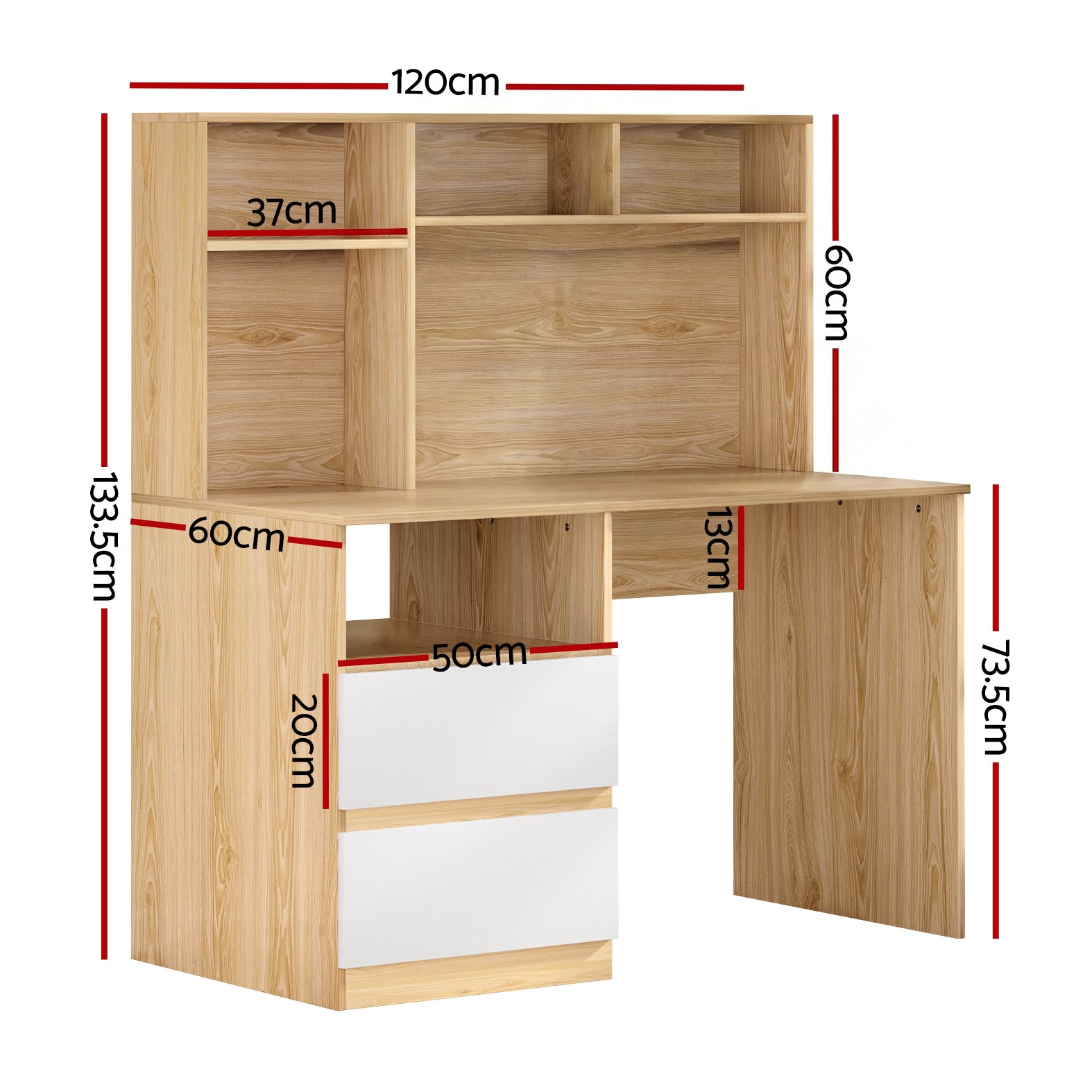 Computer Desk Office Study Desks Table Bookshelf Drawer