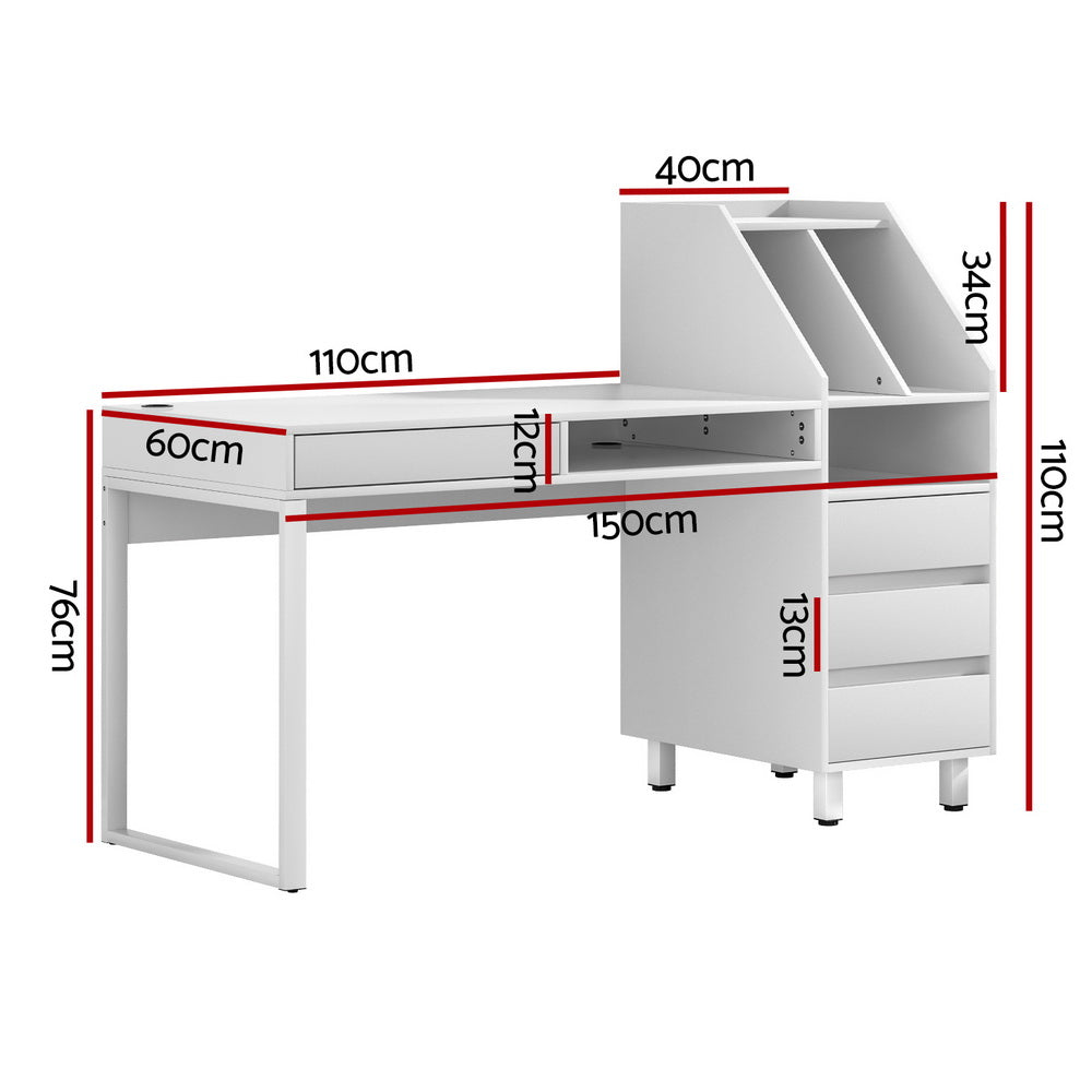 Computer Desk Office Study Desks Table Drawer Bookshelf