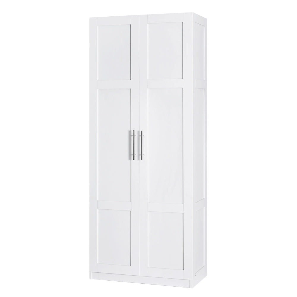 Wardrobe 2-Door Clothes Storage Cupboard - White