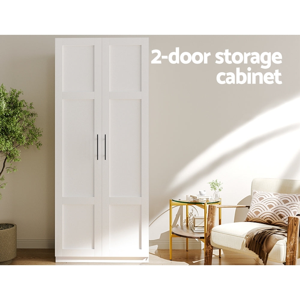 Wardrobe 2-Door Clothes Storage Cupboard - White