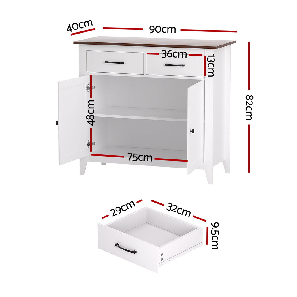 Buffet Sideboard Storage Cabinet Kitchen Cupboard Hallway 2 Drawers