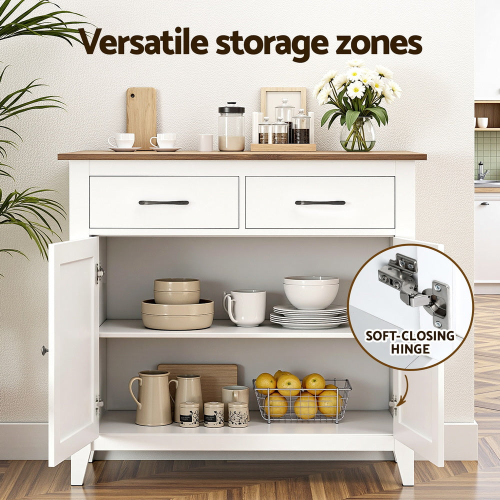 Buffet Sideboard Storage Cabinet Kitchen Cupboard Hallway 2 Drawers White
