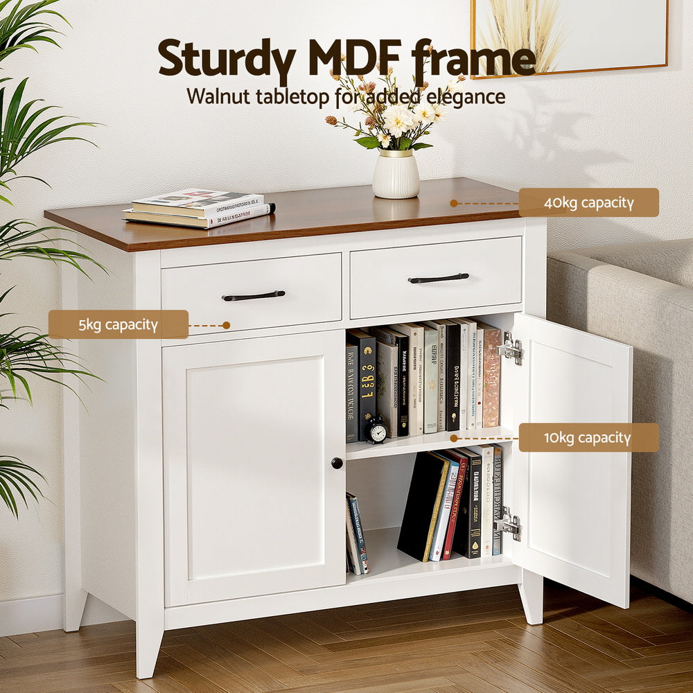 White Buffet Sideboard Storage Cabinet Kitchen Cupboard Hallway 2 Drawers