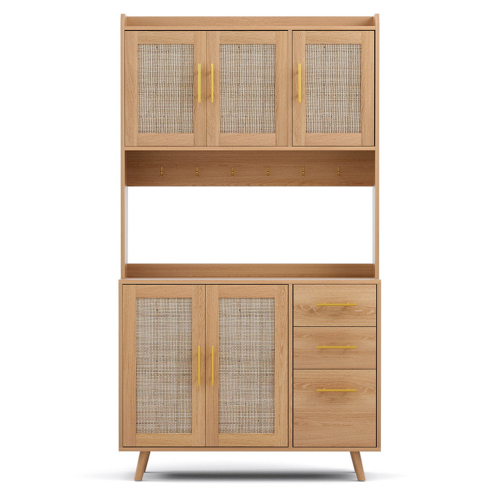 Artiss Buffet Sideboard Hutch Rattan Pine Furni Rat Abc
