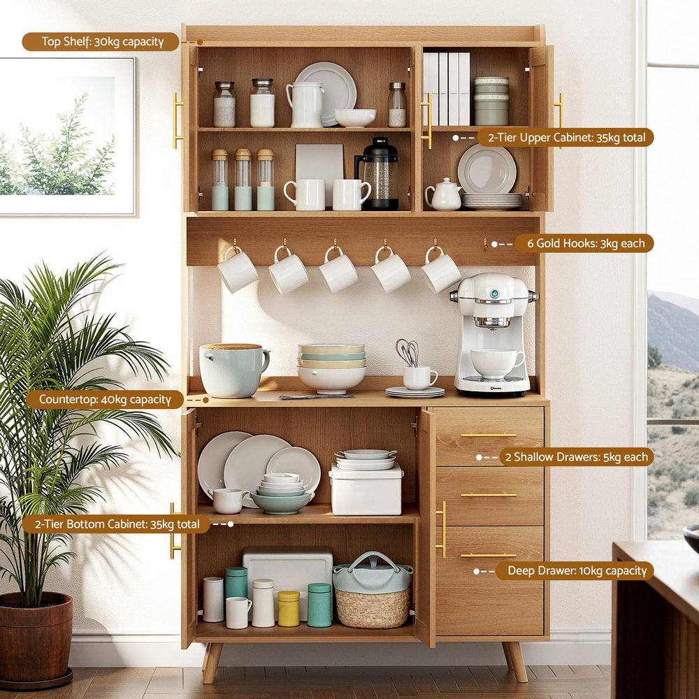 Artiss Buffet Sideboard Hutch Storage Pine Furni Rat Abc