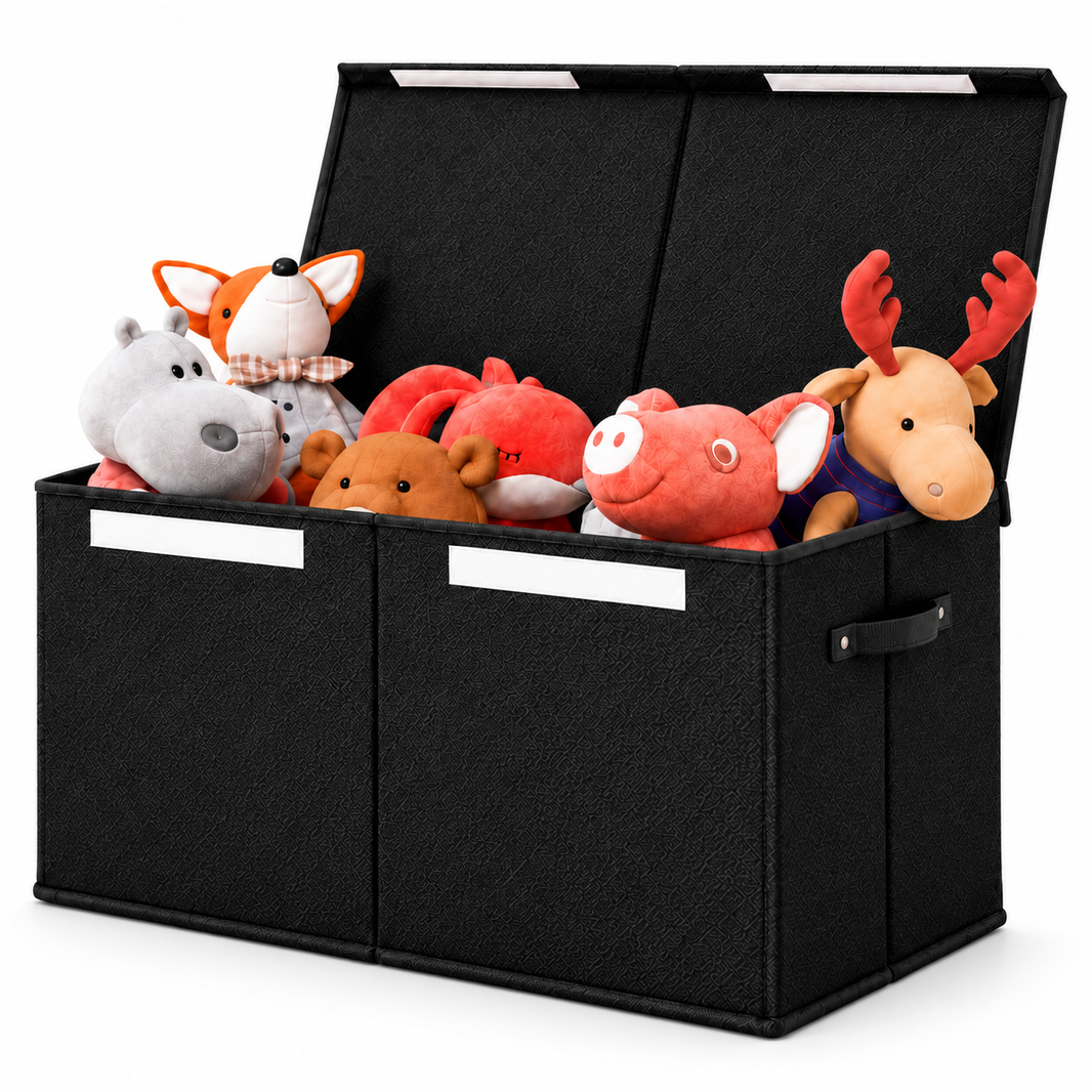 Keezi Large Toy Box Chest Storage with Flip-Top Lid Foldable Organizer Bins