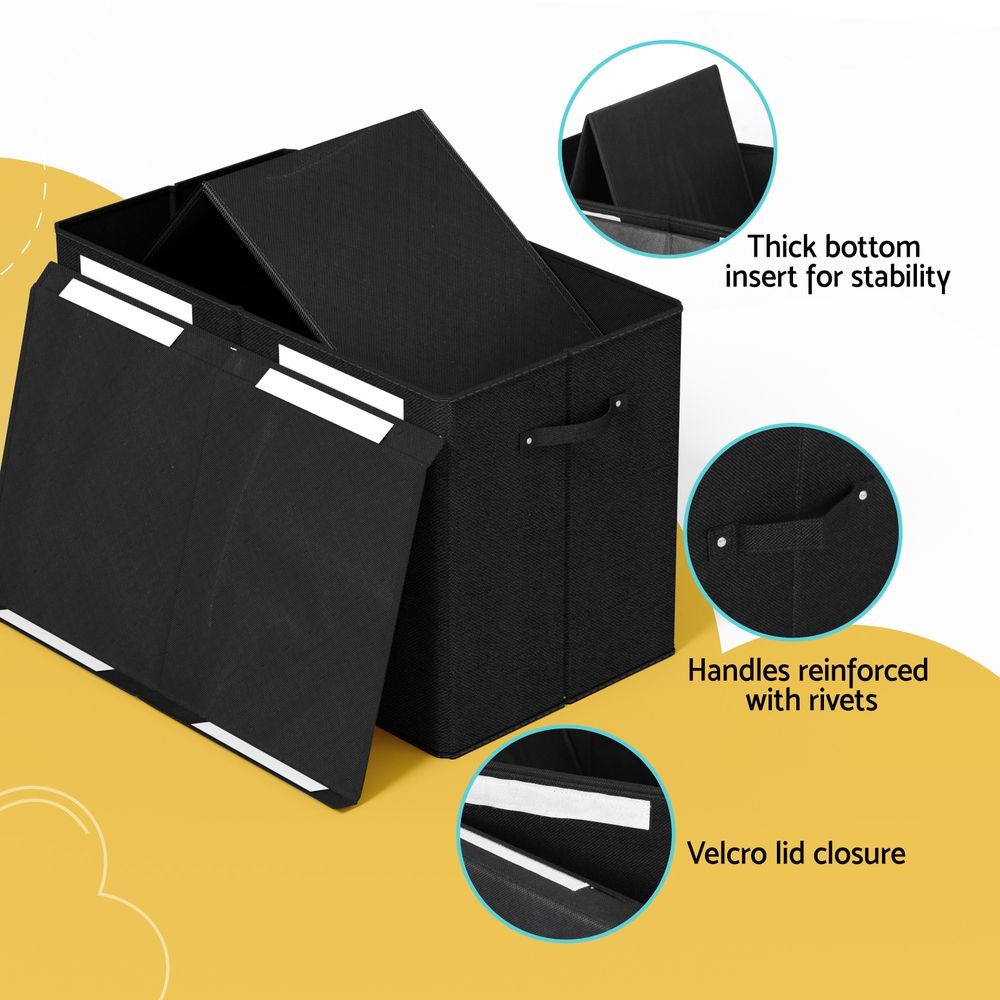 Keezi Large Toy Box Chest Storage with Flip-Top Lid Foldable Organizer Bins