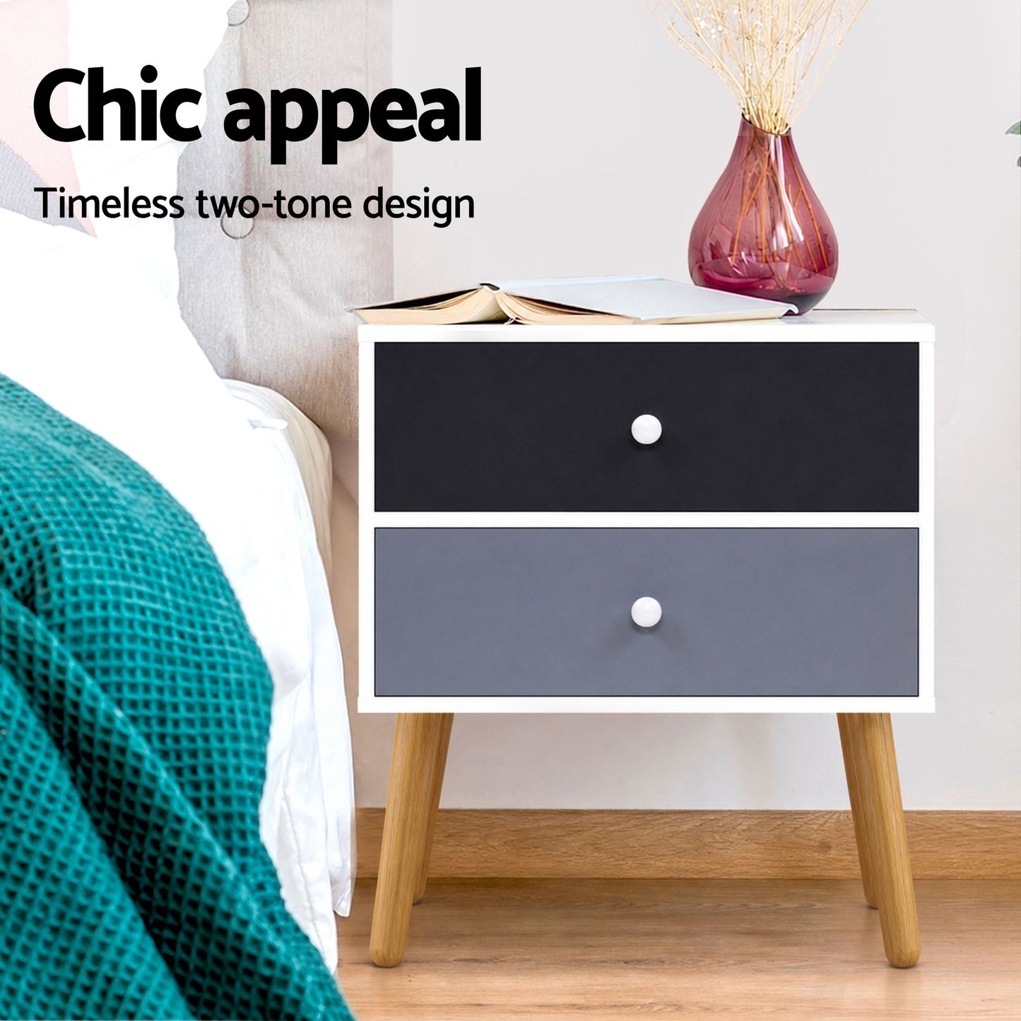 Bedside Tables Drawers Side Table Bedroom Storage Cabinet Lamp