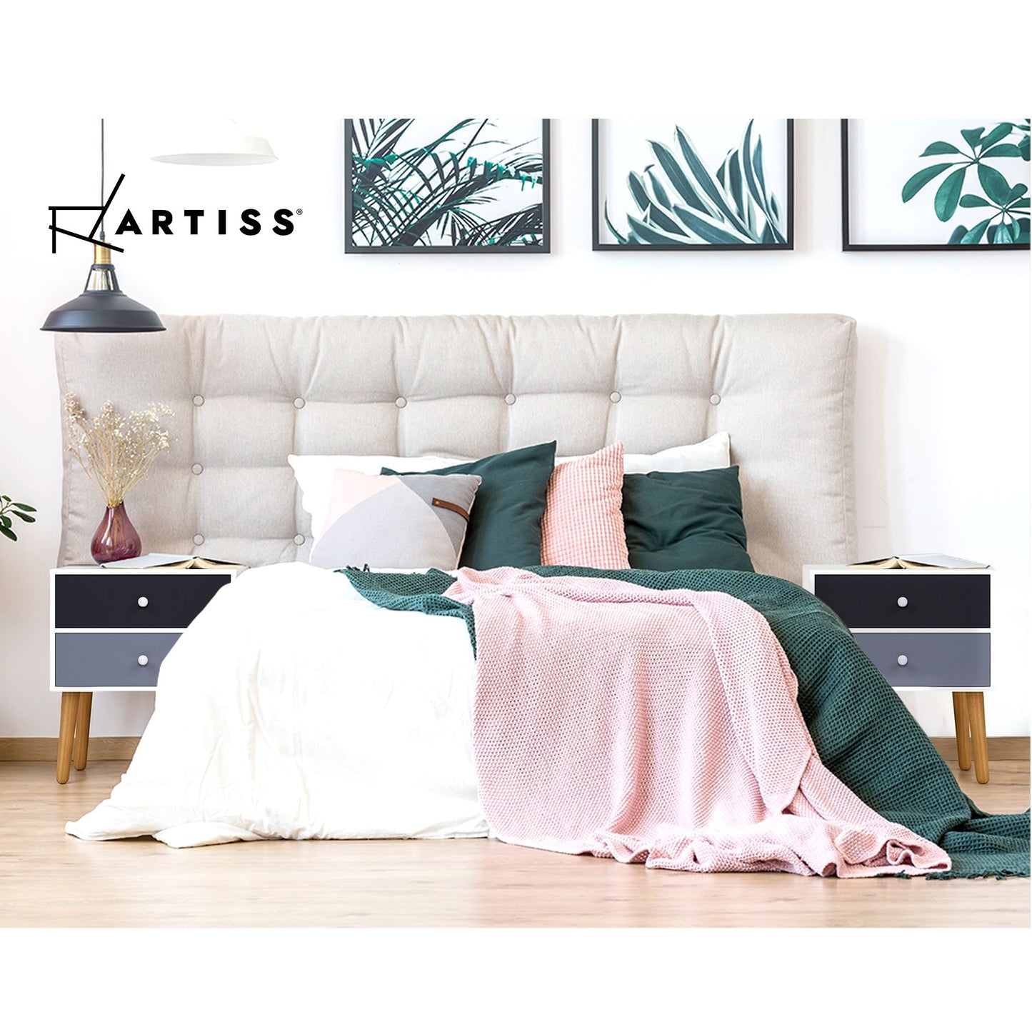 Bedside Tables Drawers Side Table Bedroom Storage Cabinet Lamp