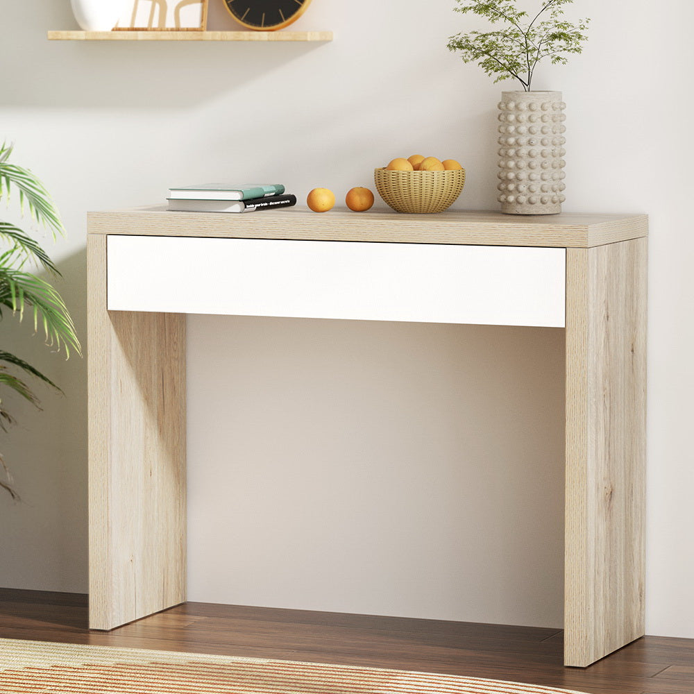 Console Table Storage Drawer Jory White Pine