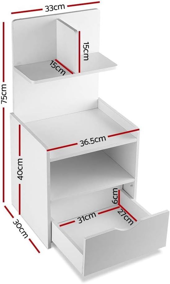 Bedside Table Cabinet Shelf Display Drawer Side Nightstand Unit Storage