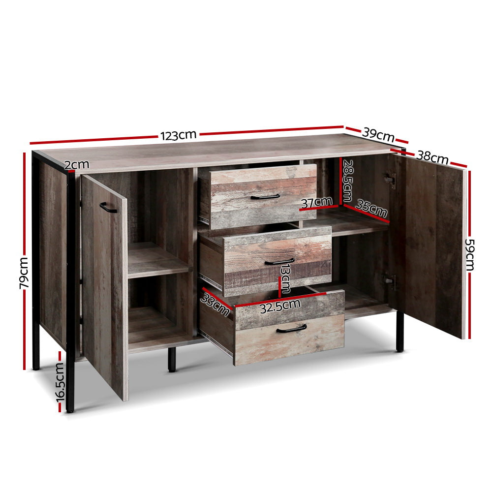 Buffet Sideboard Storage Cabinet, Industrial Rustic Wooden