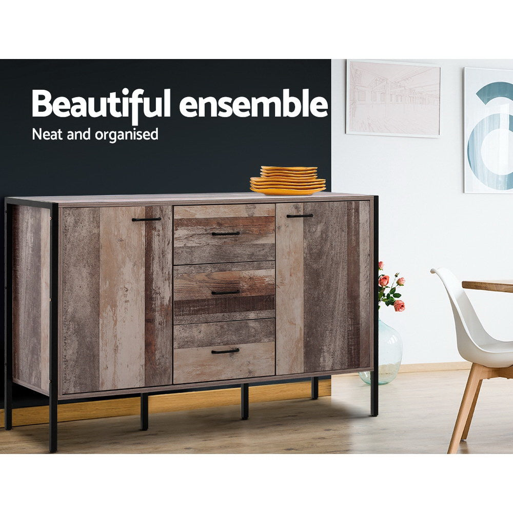 Buffet Sideboard Storage Cabinet, Industrial Rustic Wooden