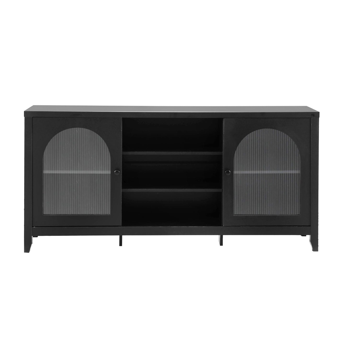 Buffet Sideboard with Shelves & Double Doors - Black