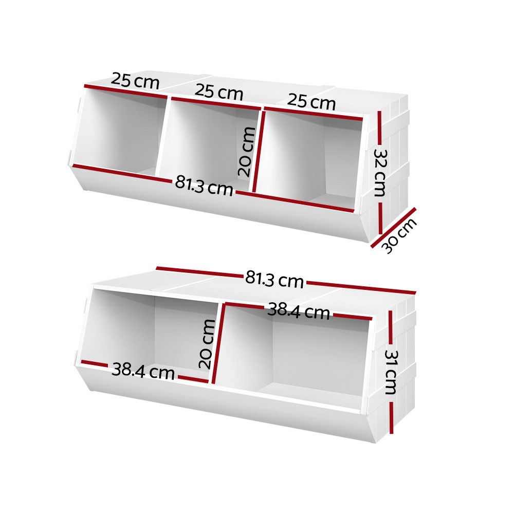 Kids Toy Box Stackable Bookshelf Storage Organizer Bookcase Shelf