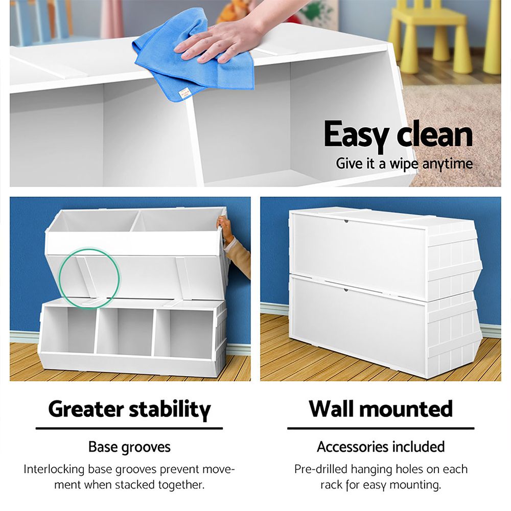 Kids Toy Box Stackable Bookshelf Storage Organizer Bookcase Shelf