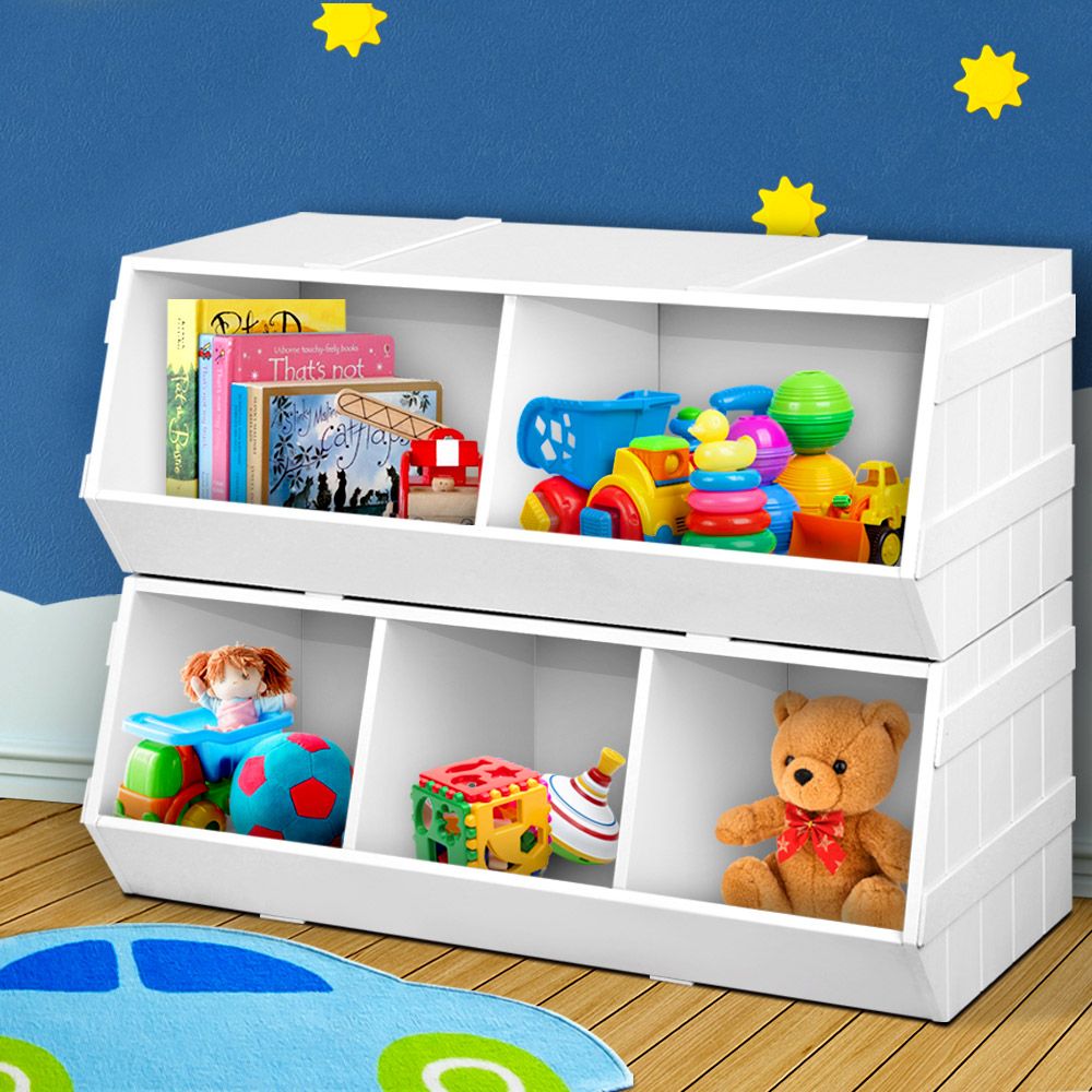 Kids Toy Box Stackable Bookshelf Storage Organizer Bookcase Shelf