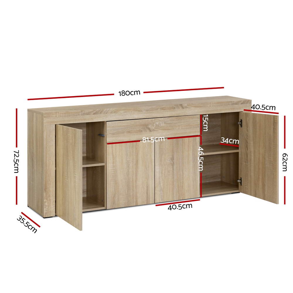 Cabinet Storage 4 Doors Cupboard Hall Wood Buffet Sideboard