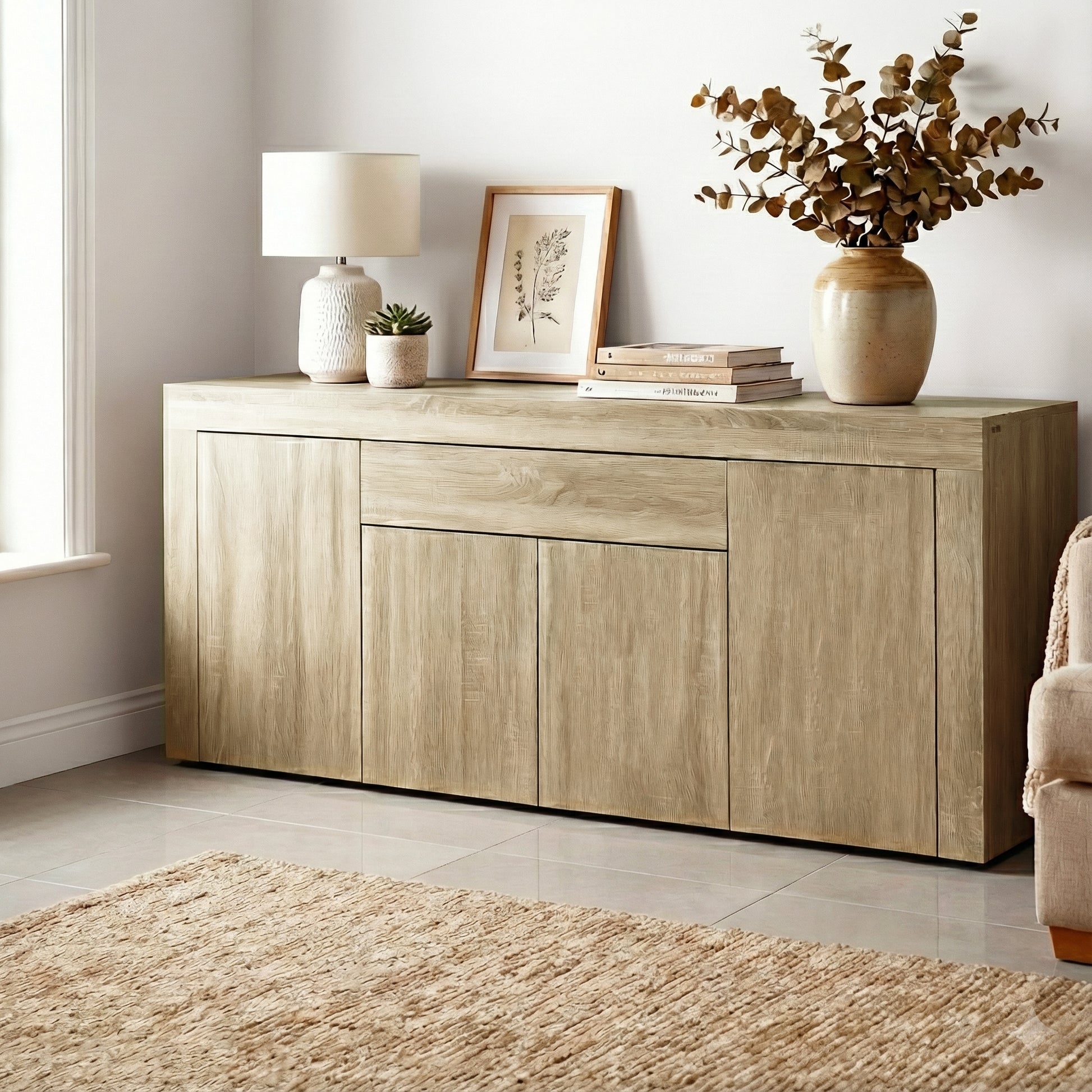 Wood 4 sideboard cabinet with table buffet doors cupboard