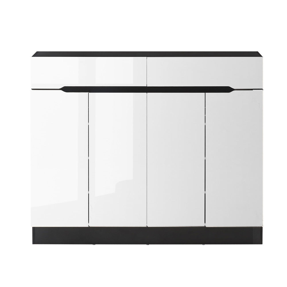 Shoe Cabinet 120cm High Gloss Storage Rack Cupboard Shelf Drawers