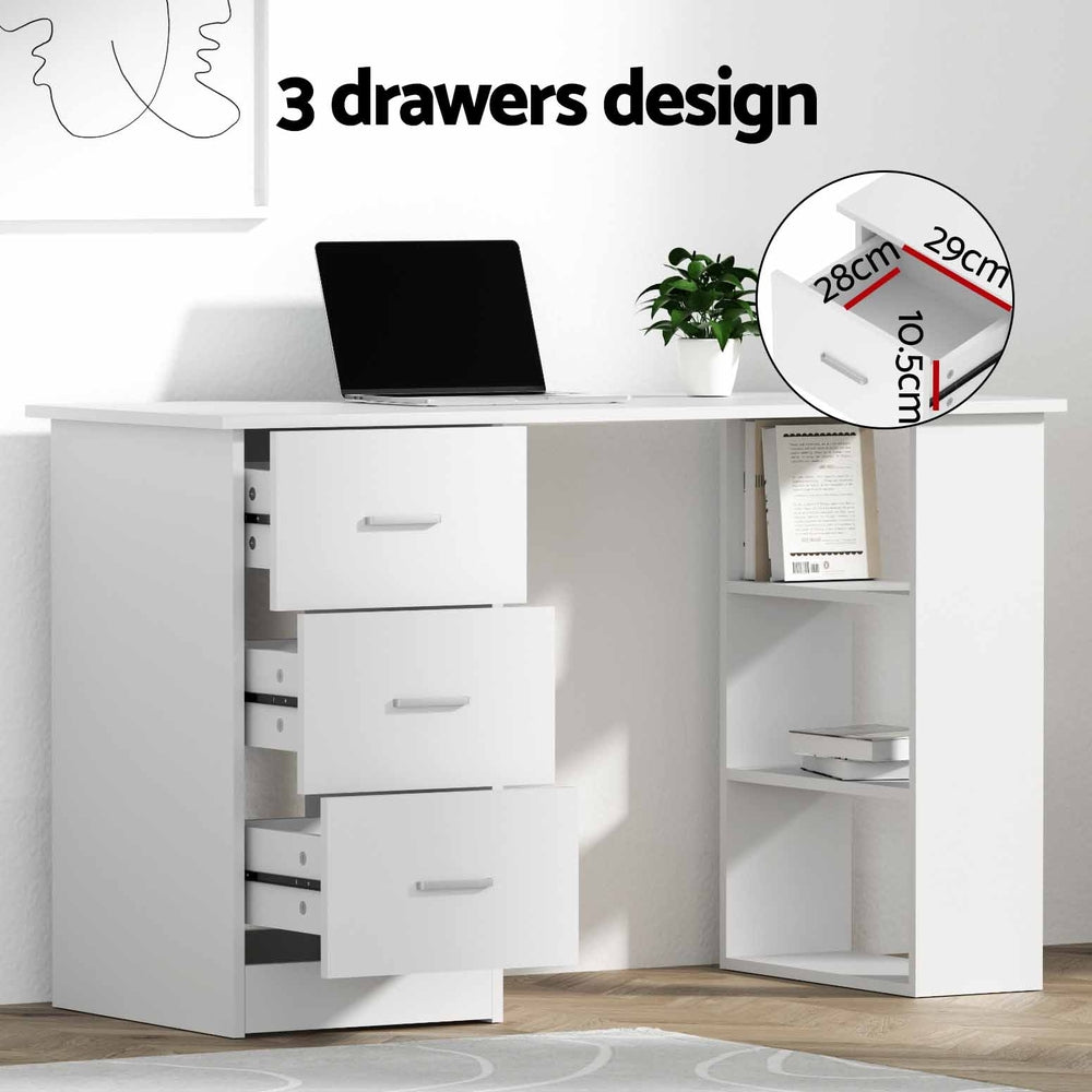 Office Computer Desk Student Study Table Workstation 3 Drawers Shelf 120cm