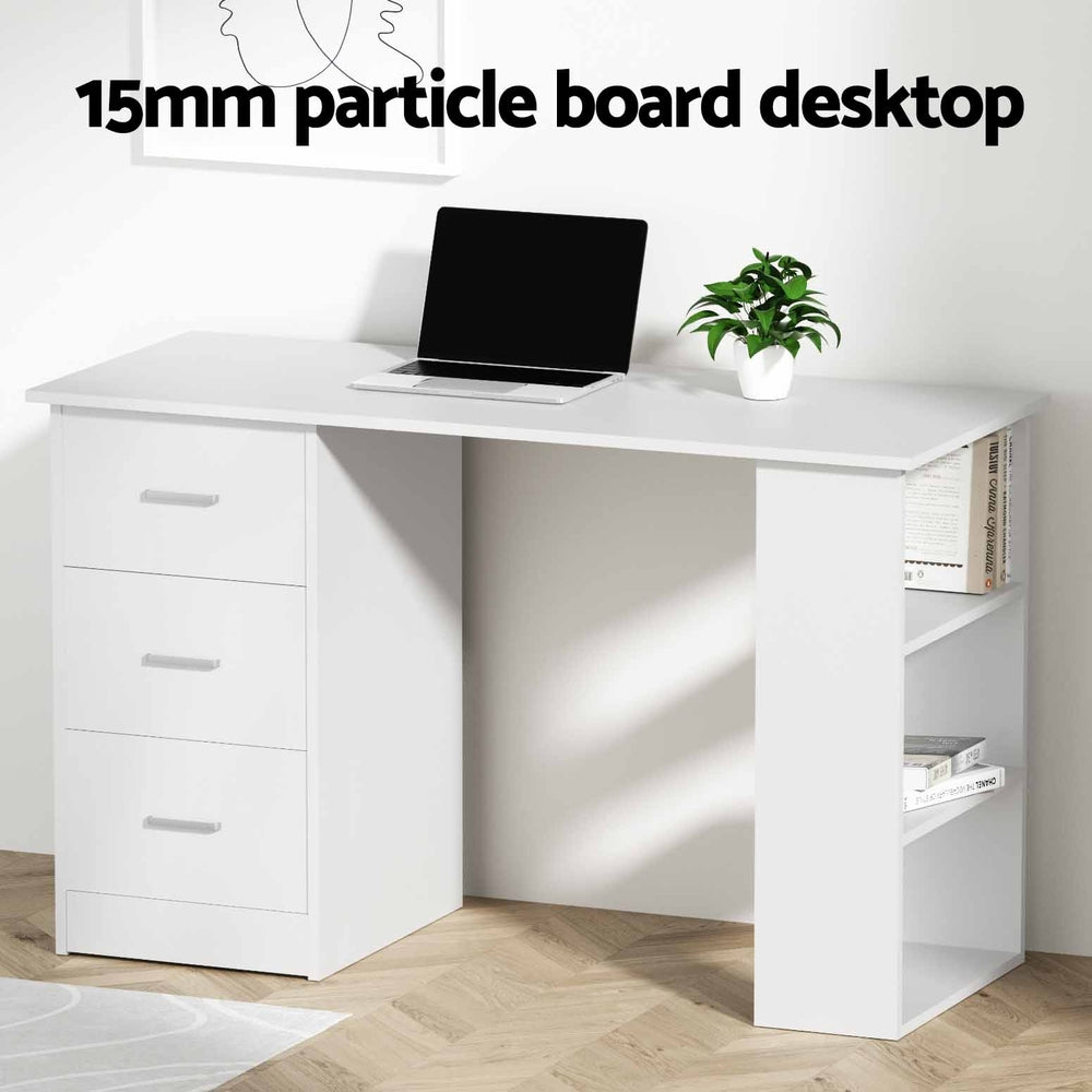 Office Computer Desk Student Study Table Workstation 3 Drawers Shelf 120cm