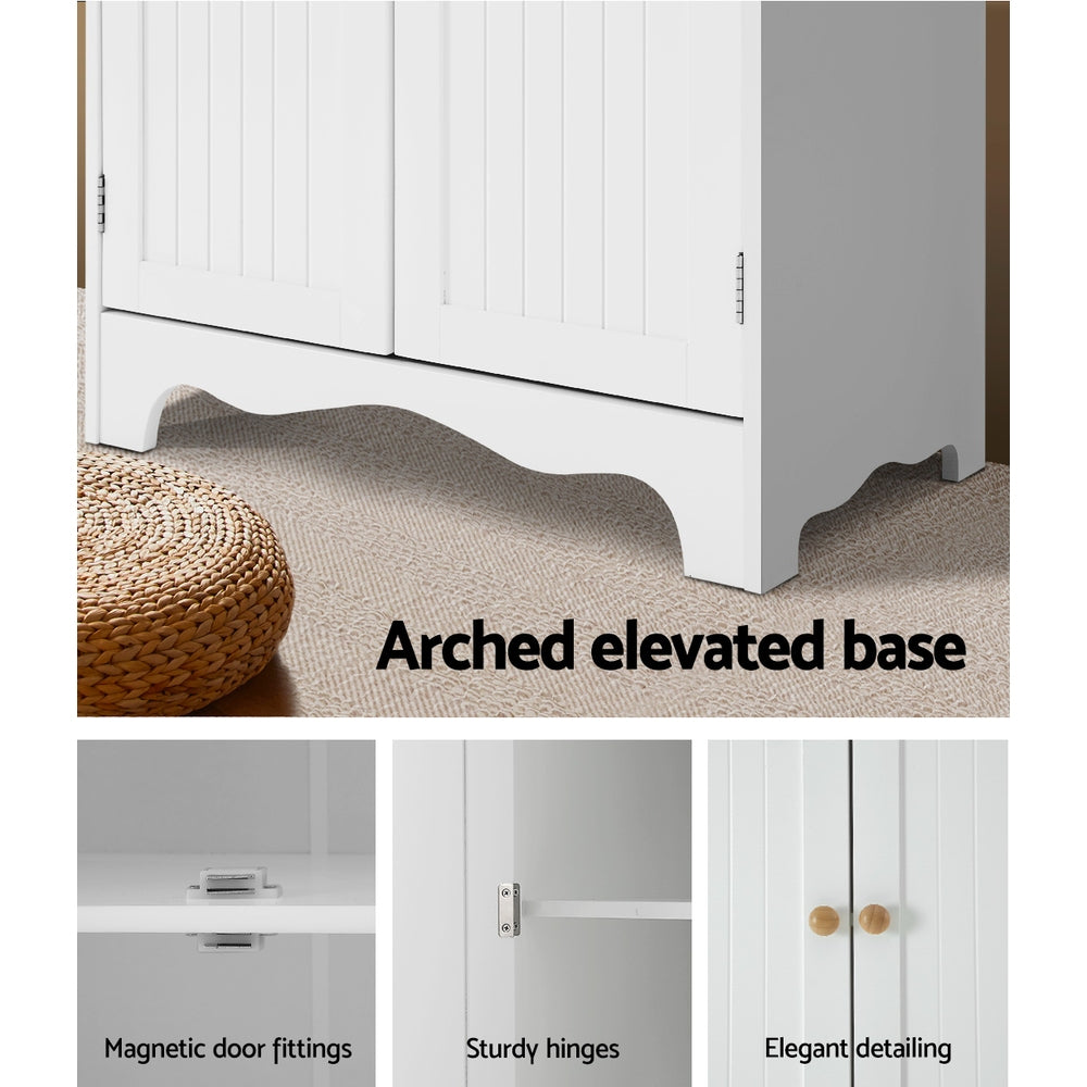 Sideboard cabinet with side supports and structural rails