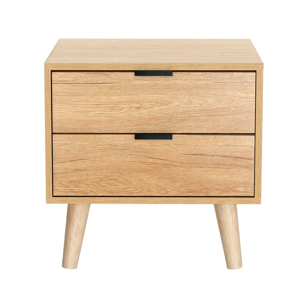 Bedside Table Drawers Nightstand Side End Table Storage Cabinet - Pine MAJD