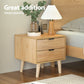 Bedside Table Drawers Nightstand Side End Table Storage Cabinet - Pine MAJD