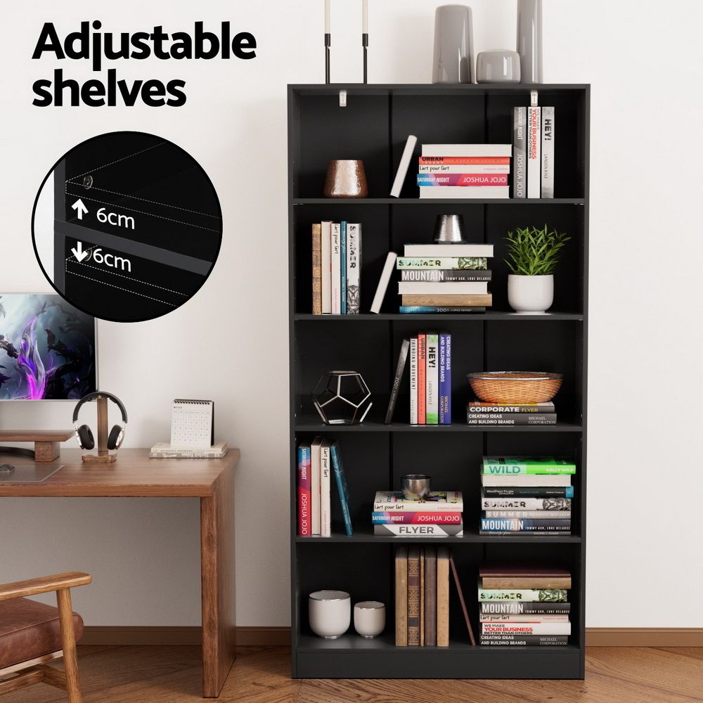 Bookshelf 5 Tiers - ANTON Black