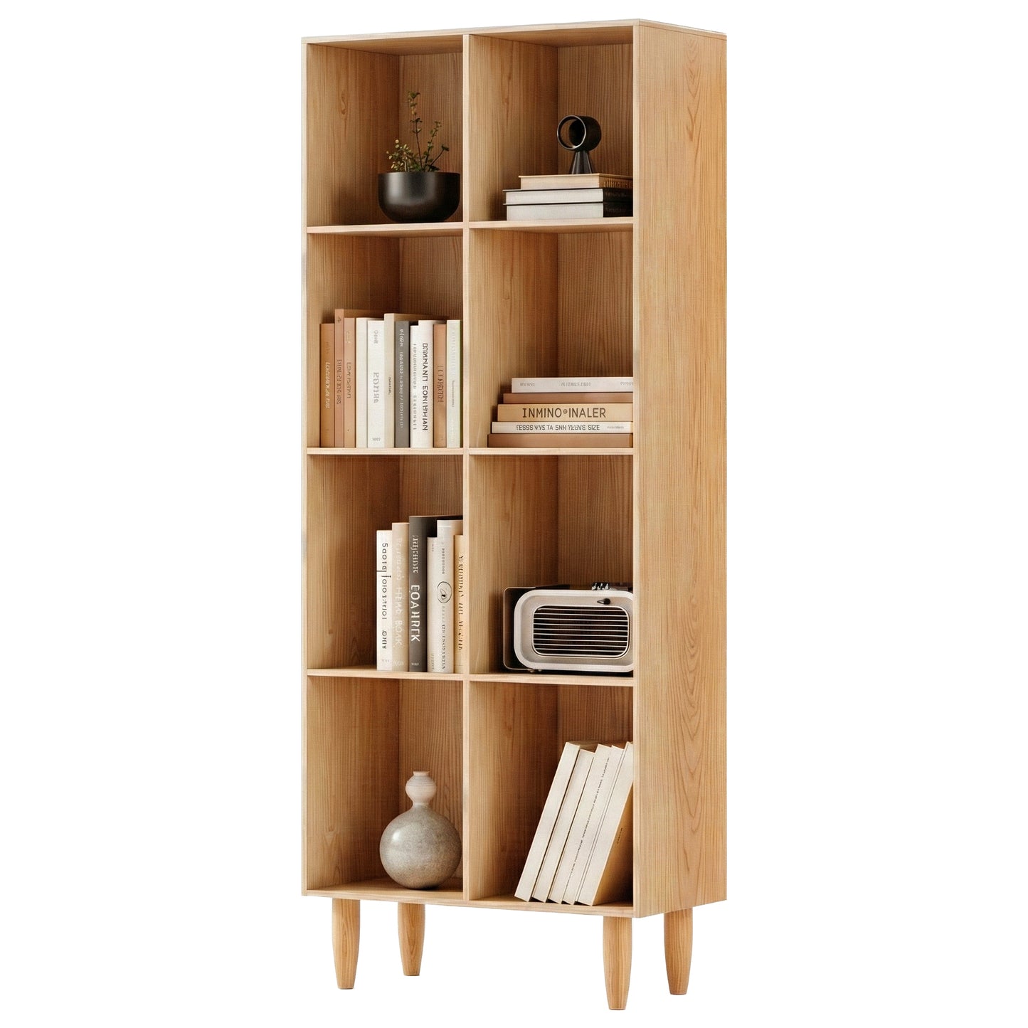 Bookshelf Bookcase 4-Tiers LEOR - Walnut