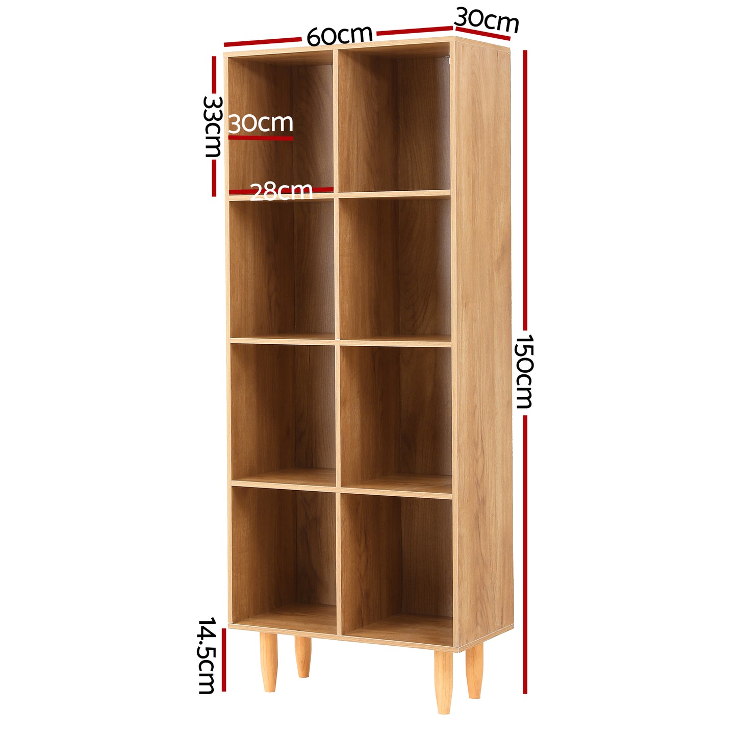 Bookshelf Bookcase 4-Tiers LEOR - Walnut