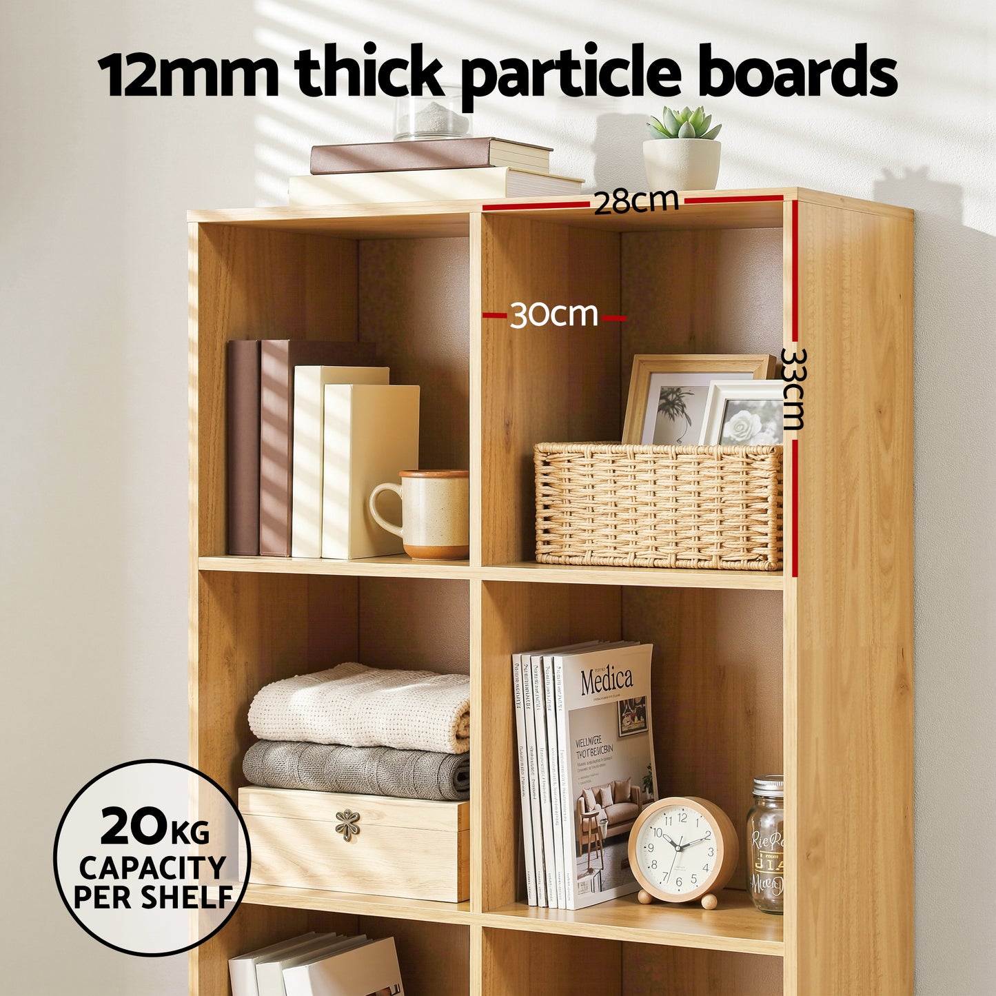 Bookshelf Bookcase 4-Tiers LEOR - Walnut