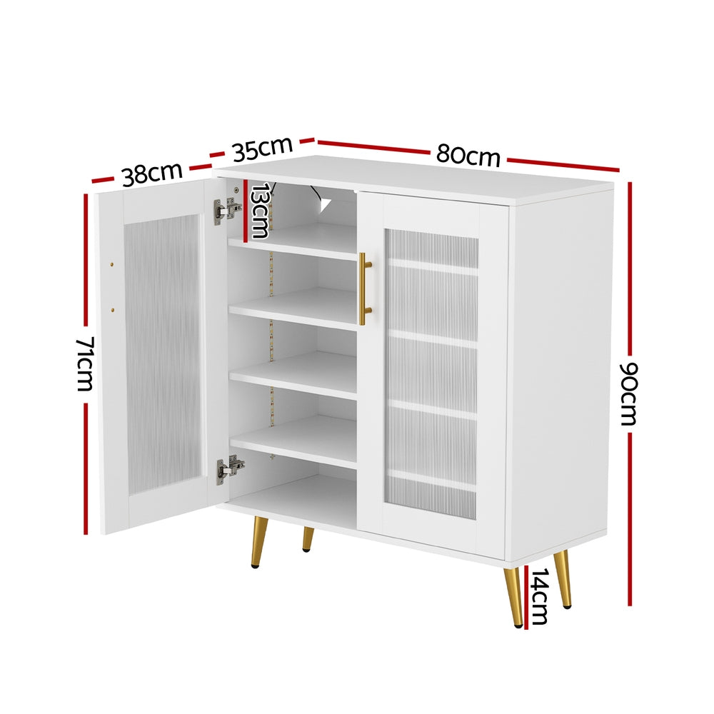 Shoe Rack 5-Tier Storage with LED Light Holds 20 Pairs