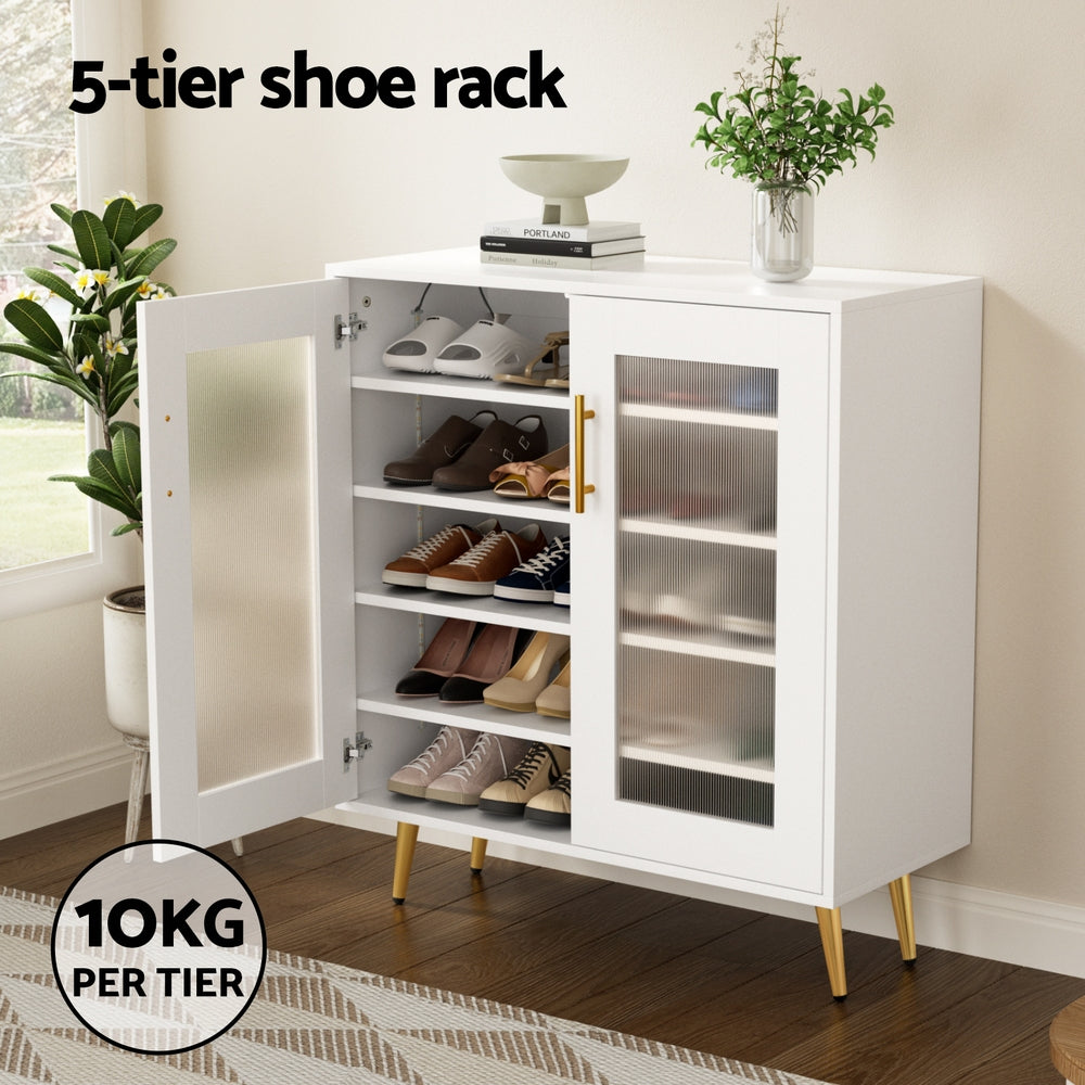 Shoe Rack 5-Tier Storage with LED Light Holds 20 Pairs