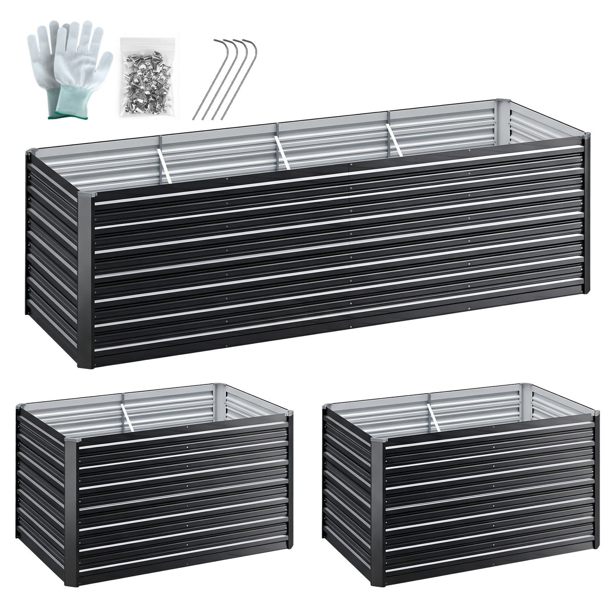 Garden Bed 240X80X77CM Galvanised Raised Steel Instant Planter 2N1